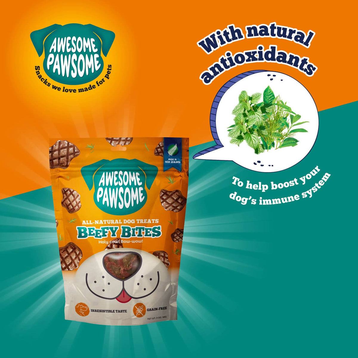 Awesome Pawsome All Natural Dog Treats Beefy Bites Wishbone Pet Food NZ