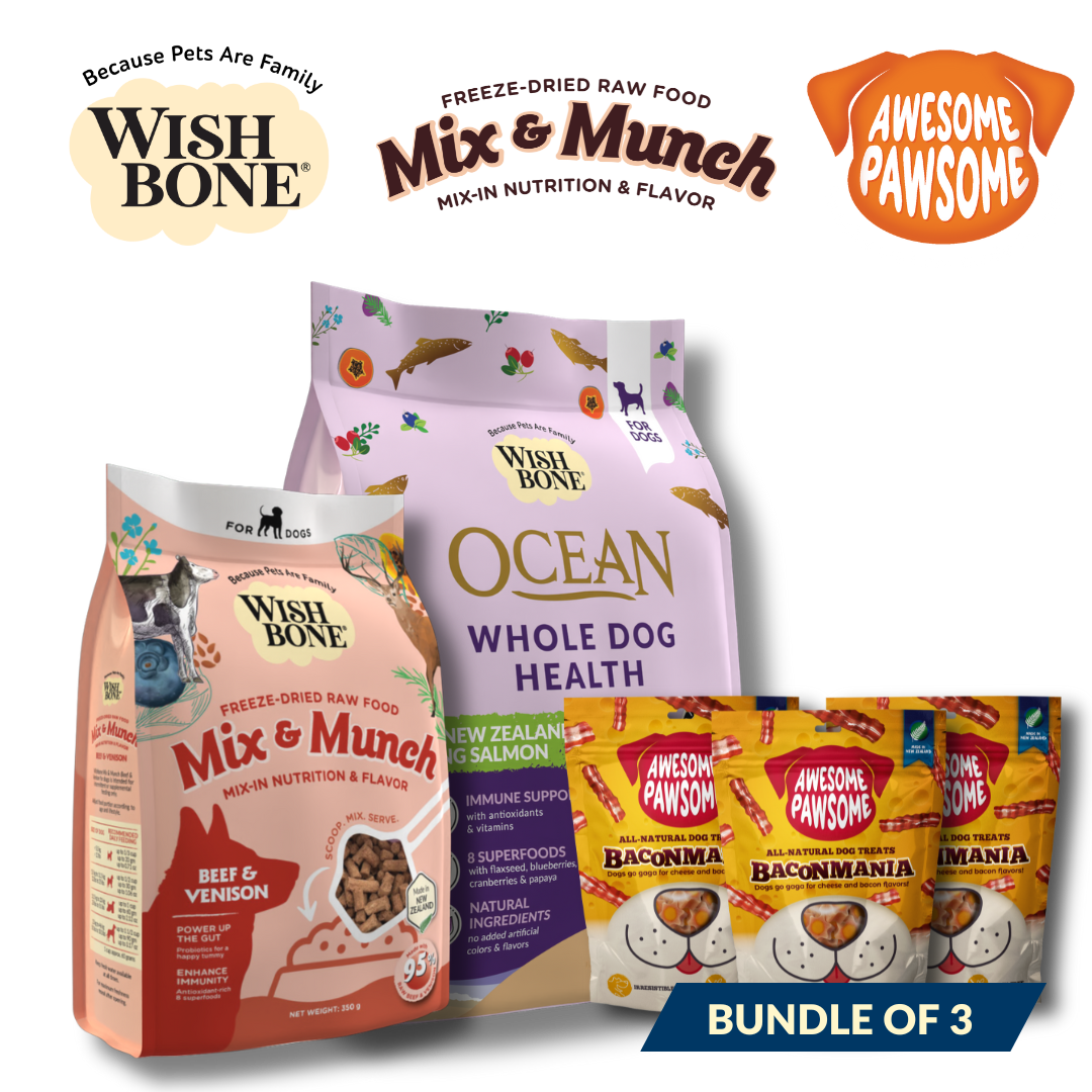 Wishbone Bundle of Dry Dog Food, Mix & Munch FreezeDried Raw Topper a