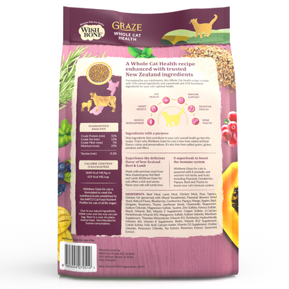 Wishbone Graze for Cats - New Zealand Beef and Lamb - 1.8kg, 4.5kg