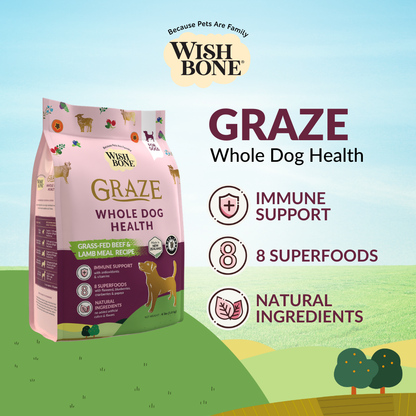 Wishbone Graze for Dogs - New Zealand Beef and Lamb - 1.8kg, 9kg