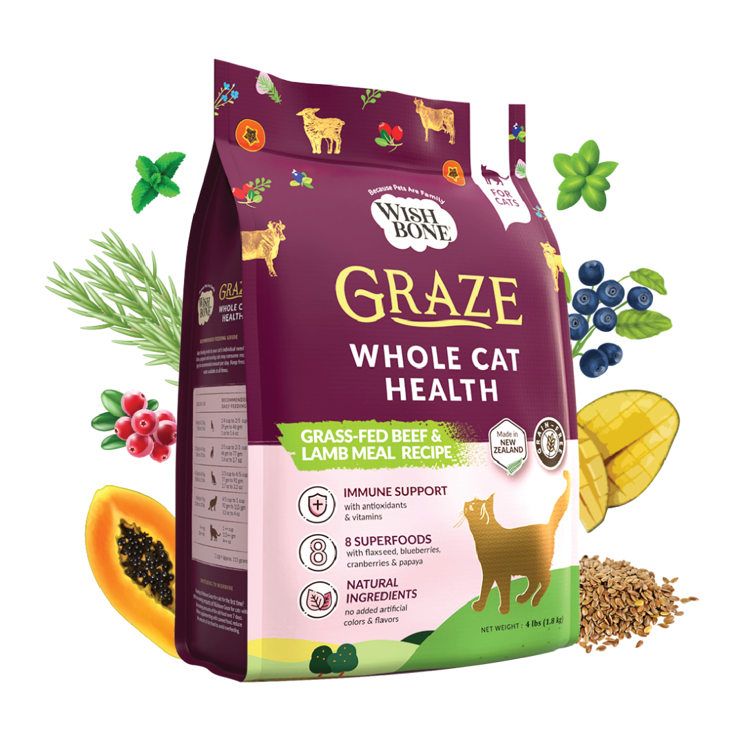 Wishbone Graze for Cats - New Zealand Beef and Lamb 1.8kg, 4.5kg