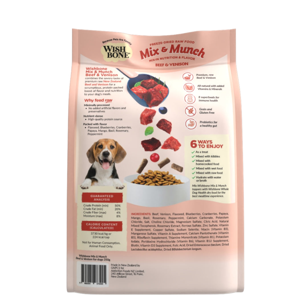 Wishbone Beef & Venison Freeze-Dried Raw Topper for Dogs - 350g