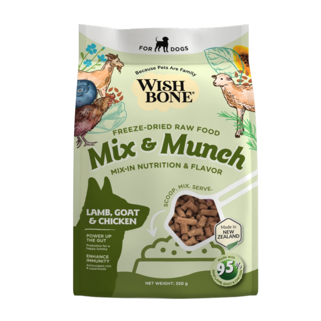 Wishbone Lamb, Goat & Chicken Freeze-Dried Raw Topper for Dogs - 350g