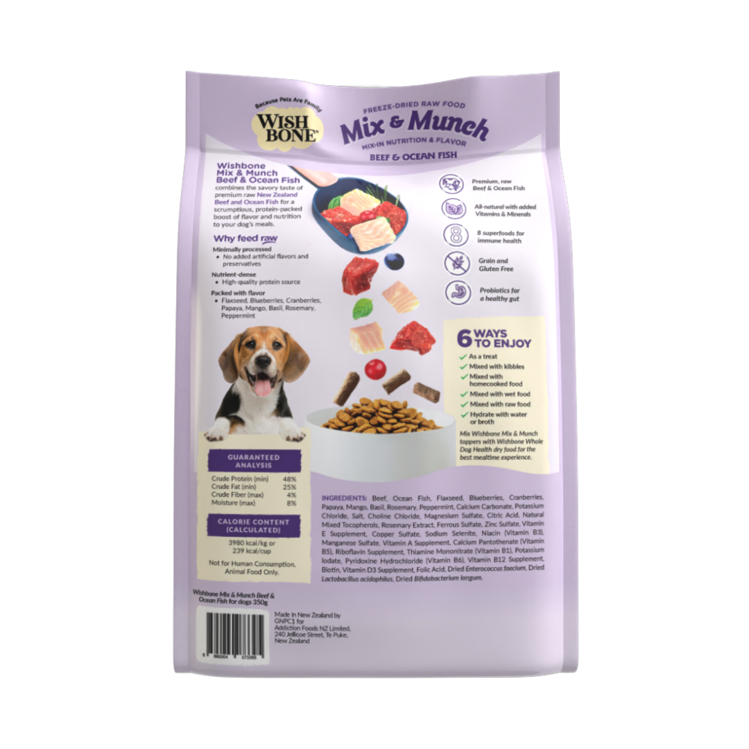 Wishbone Beef & Ocean Fish Freeze-Dried Raw Topper for Dogs 350g