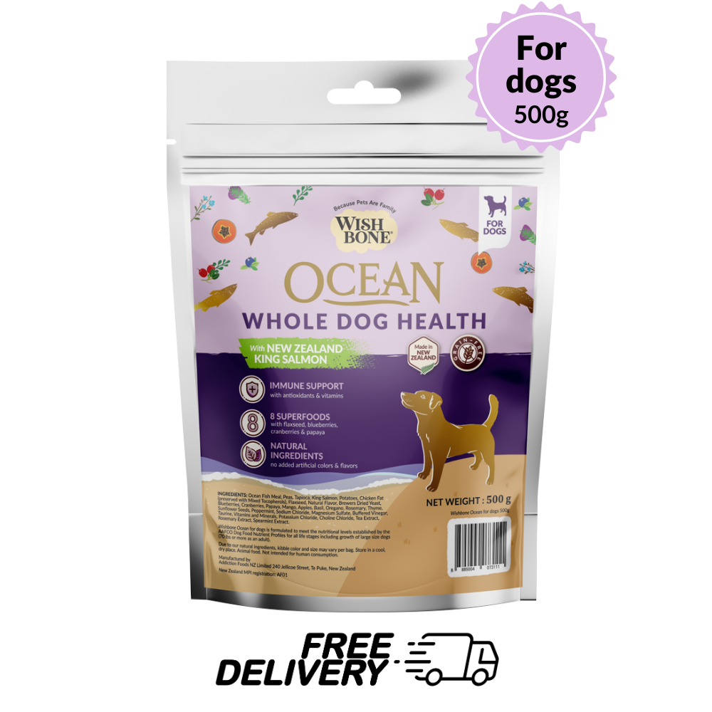 [Starter Kit] Wishbone Ocean New Zealand King Salmon, Gluten Free, Grain Free Dry Dog Food for Overall Pet Health 500g