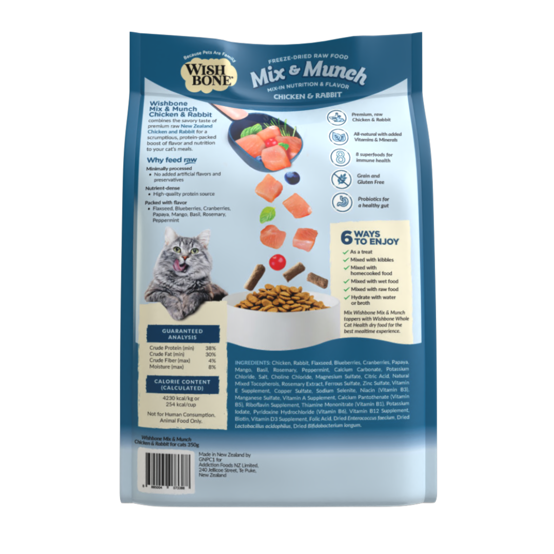 Wishbone Chicken & Rabbit Freeze-Dried Topper for Cats - 350g