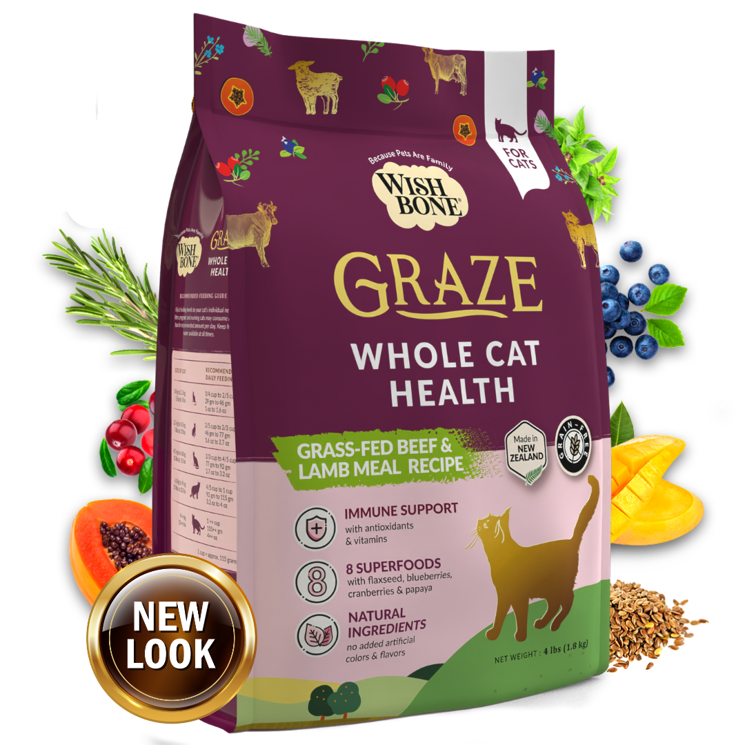 Wishbone Graze for Cats - New Zealand Beef and Lamb - 1.8kg, 4.5kg