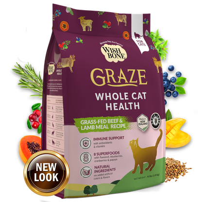 Wishbone Graze for Cats - New Zealand Beef and Lamb - 1.8kg, 4.5kg