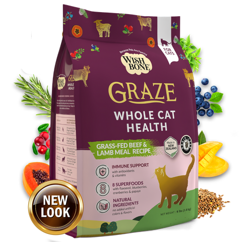 Wishbone Graze New Zealand Beef and Lamb, Gluten Free, Grain Free Dry Cat Food for Overall Pet Health