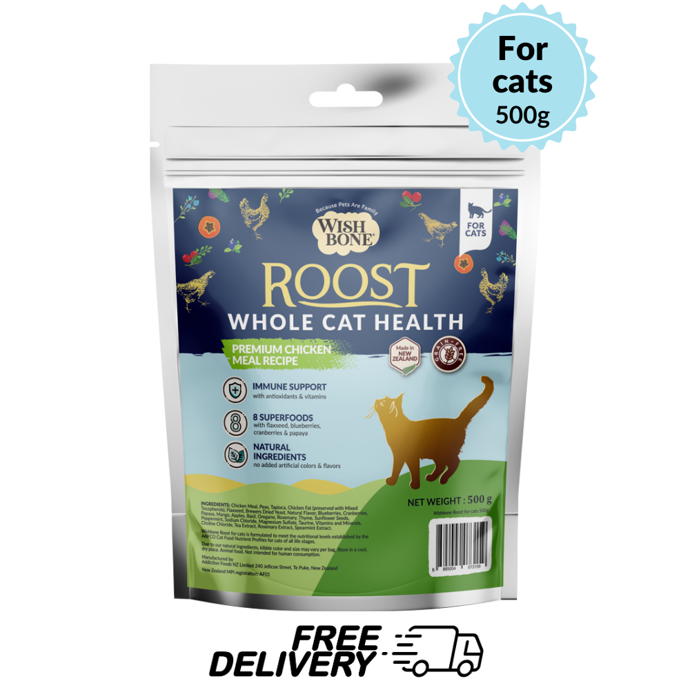 [Starter Kit] Wishbone Roost New Zealand Chicken, Gluten Free, Grain Free Dry Cat Food for Overall Pet Health 500g