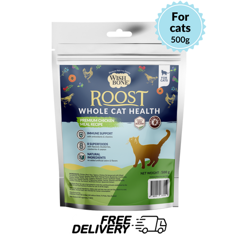 [Starter Kit] Wishbone Roost New Zealand Chicken, Gluten Free, Grain Free Dry Cat Food for Overall Pet Health 500g