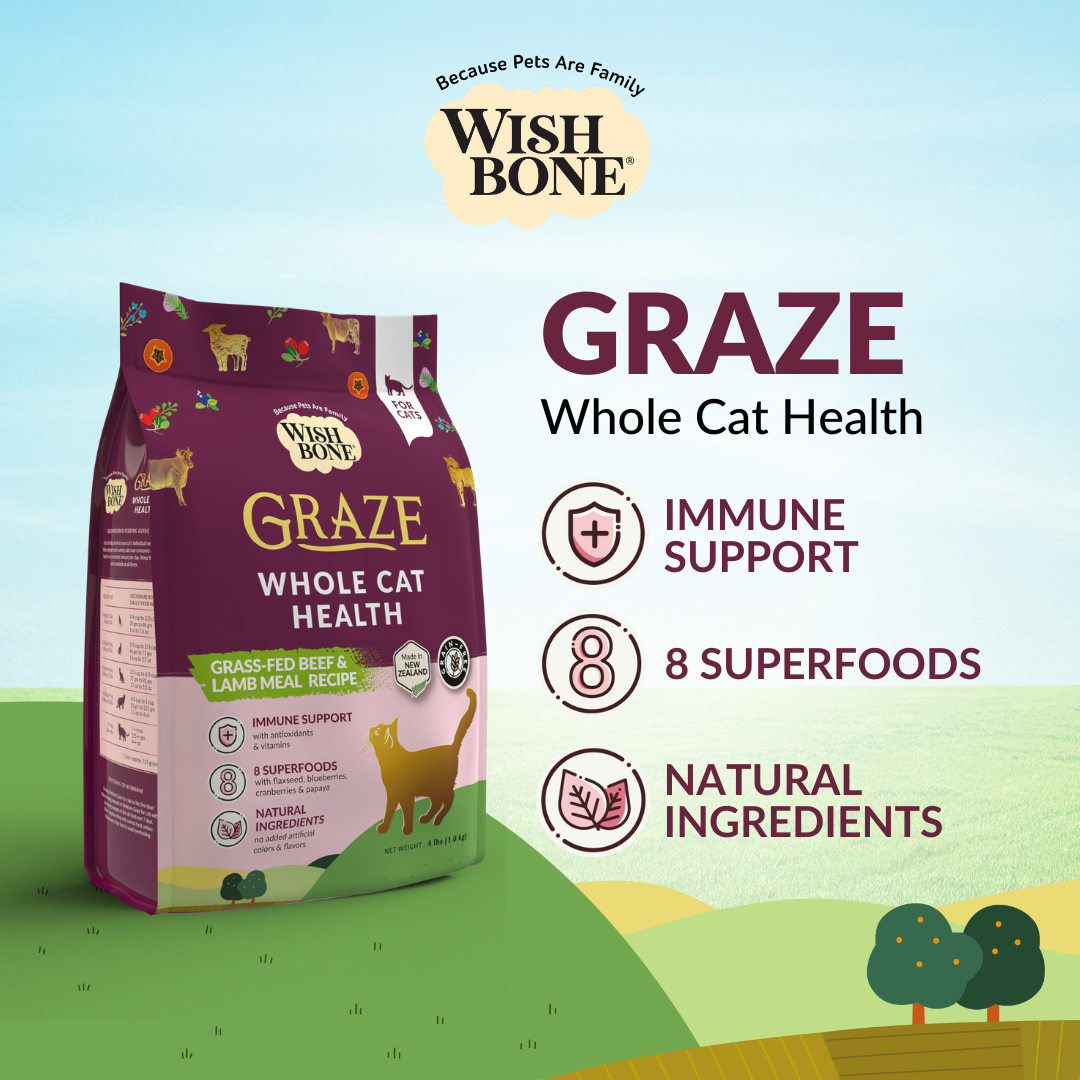 Wishbone Graze for Cats - New Zealand Beef and Lamb 1.8kg, 4.5kg