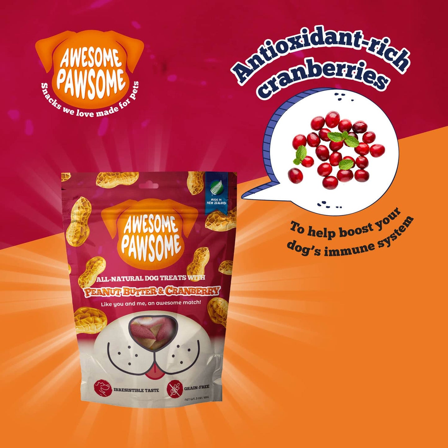 Awesome Pawsome Peanut Butter and Cranberry 85g