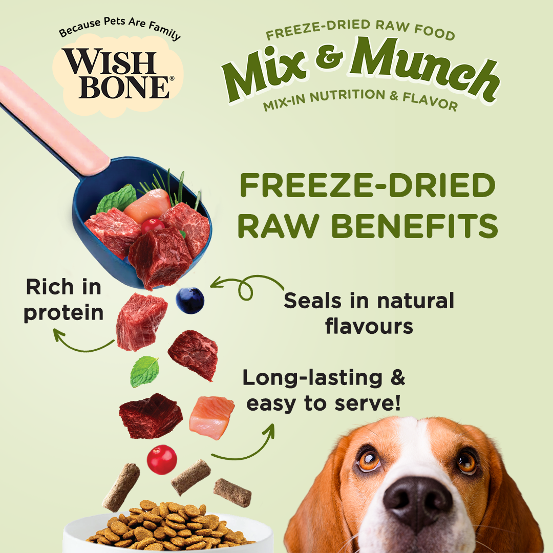 Wishbone Lamb, Goat & Chicken Freeze-Dried Raw Topper for Dogs - 350g