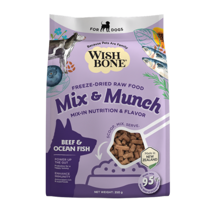 Wishbone Beef & Ocean Fish Freeze-Dried Raw Topper for Dogs - 350g