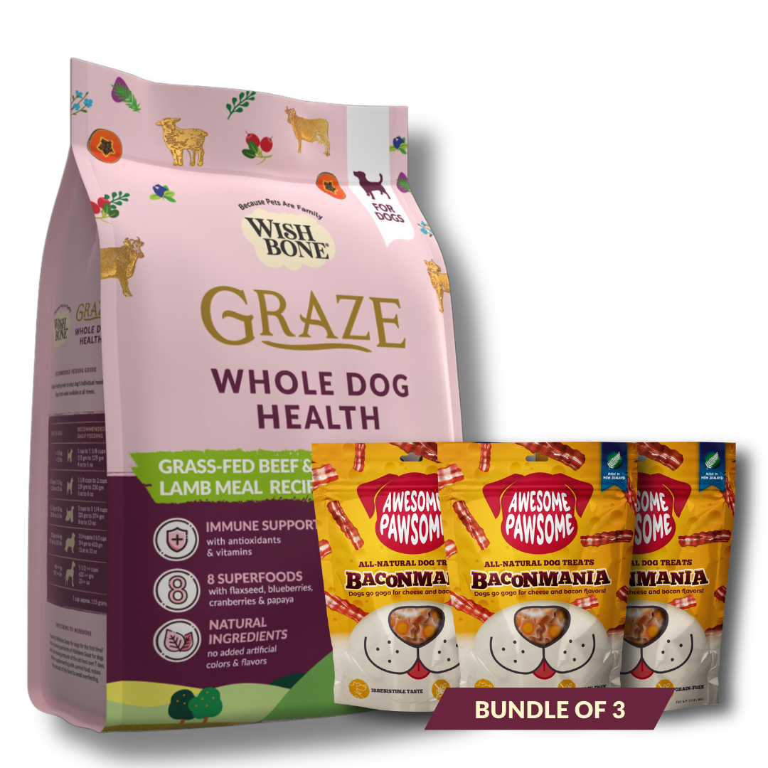 Wishbone Graze for Dogs - New Zealand Beef and Lamb - 1.8kg, 9kg