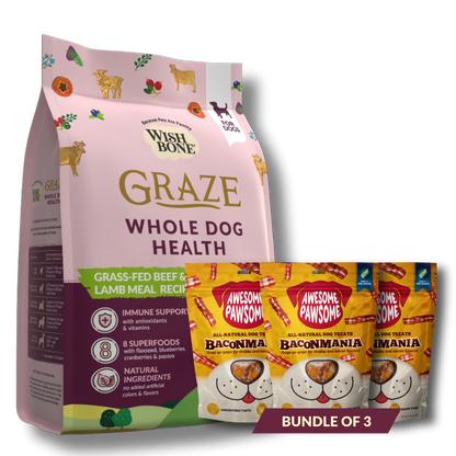 Wishbone Graze for Dogs - New Zealand Beef and Lamb - 1.8kg, 9kg