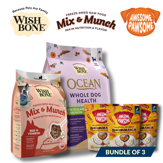 [Dog Ultimate Feed Bundle] Wishbone Dry Dog Food + Freeze-Dried Raw Topper + Treat