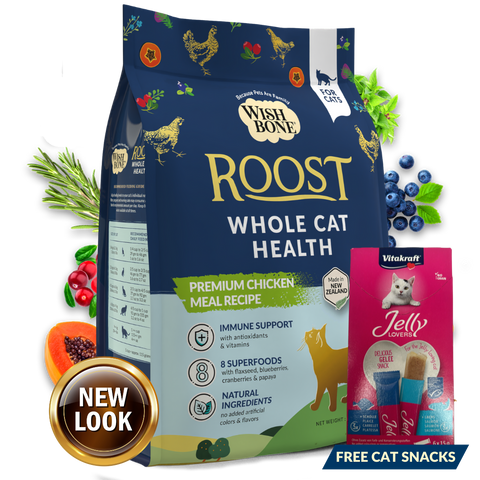 Wishbone Roost New Zealand Chicken, Gluten Free, Grain Free Dry Cat Food for Overall Pet Health