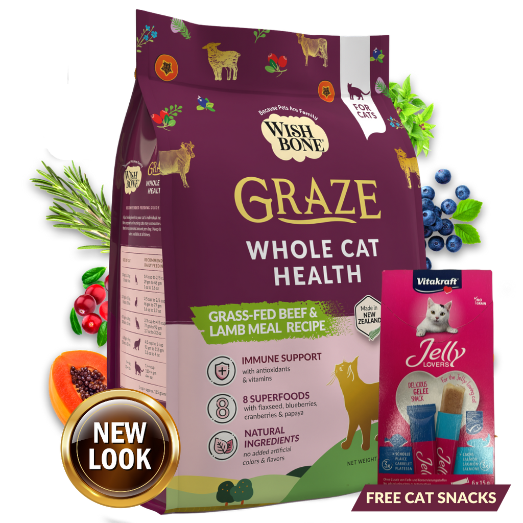 Wishbone Graze New Zealand Beef and Lamb, Gluten Free, Grain Free Dry Cat Food for Overall Pet Health