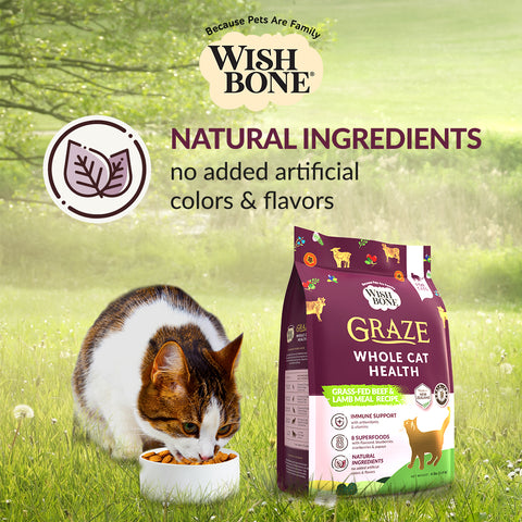 Wishbone Graze New Zealand Beef and Lamb, Gluten Free, Grain Free Dry Cat Food for Overall Pet Health