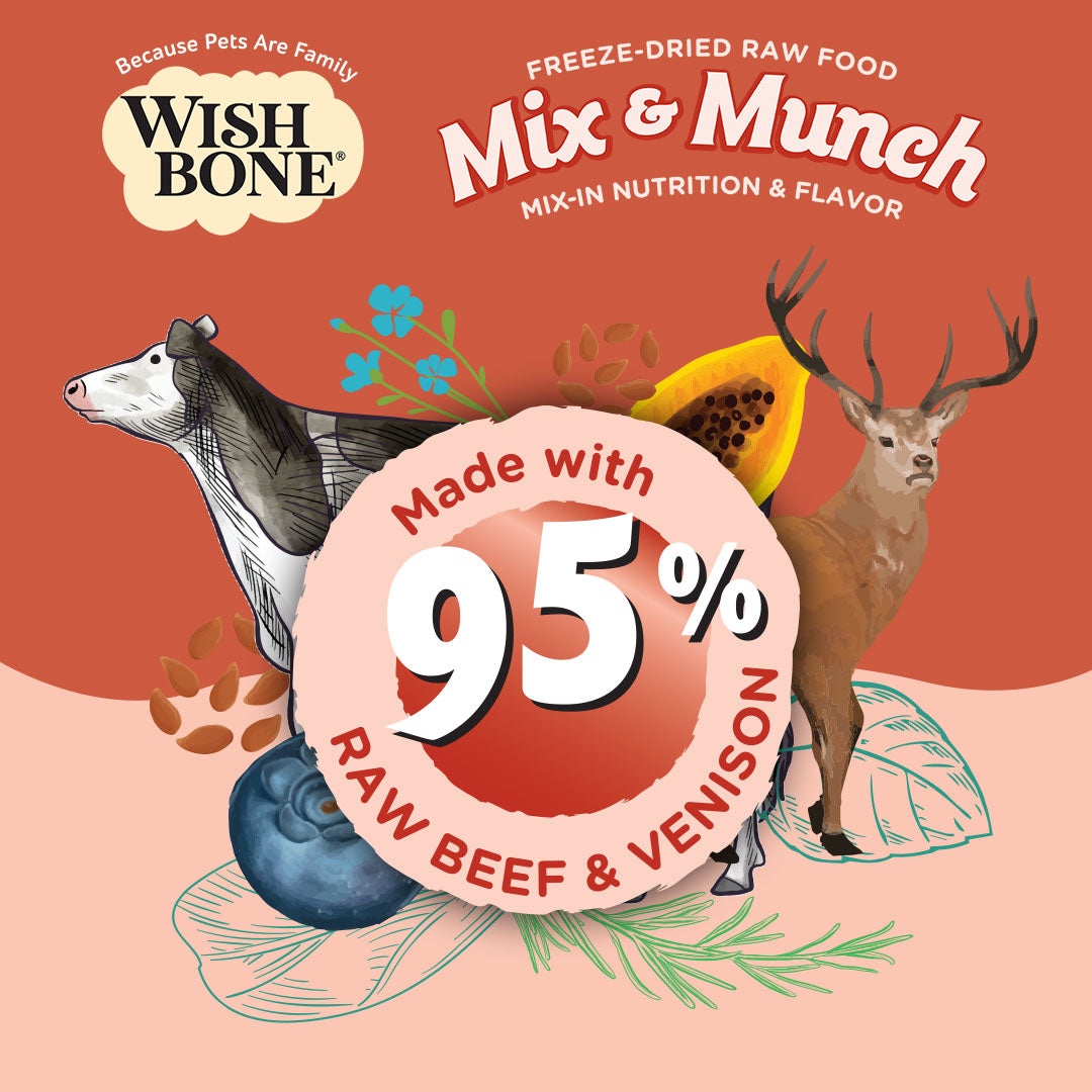 Wishbone Beef & Venison Freeze-Dried Raw Topper for Cats - 350g