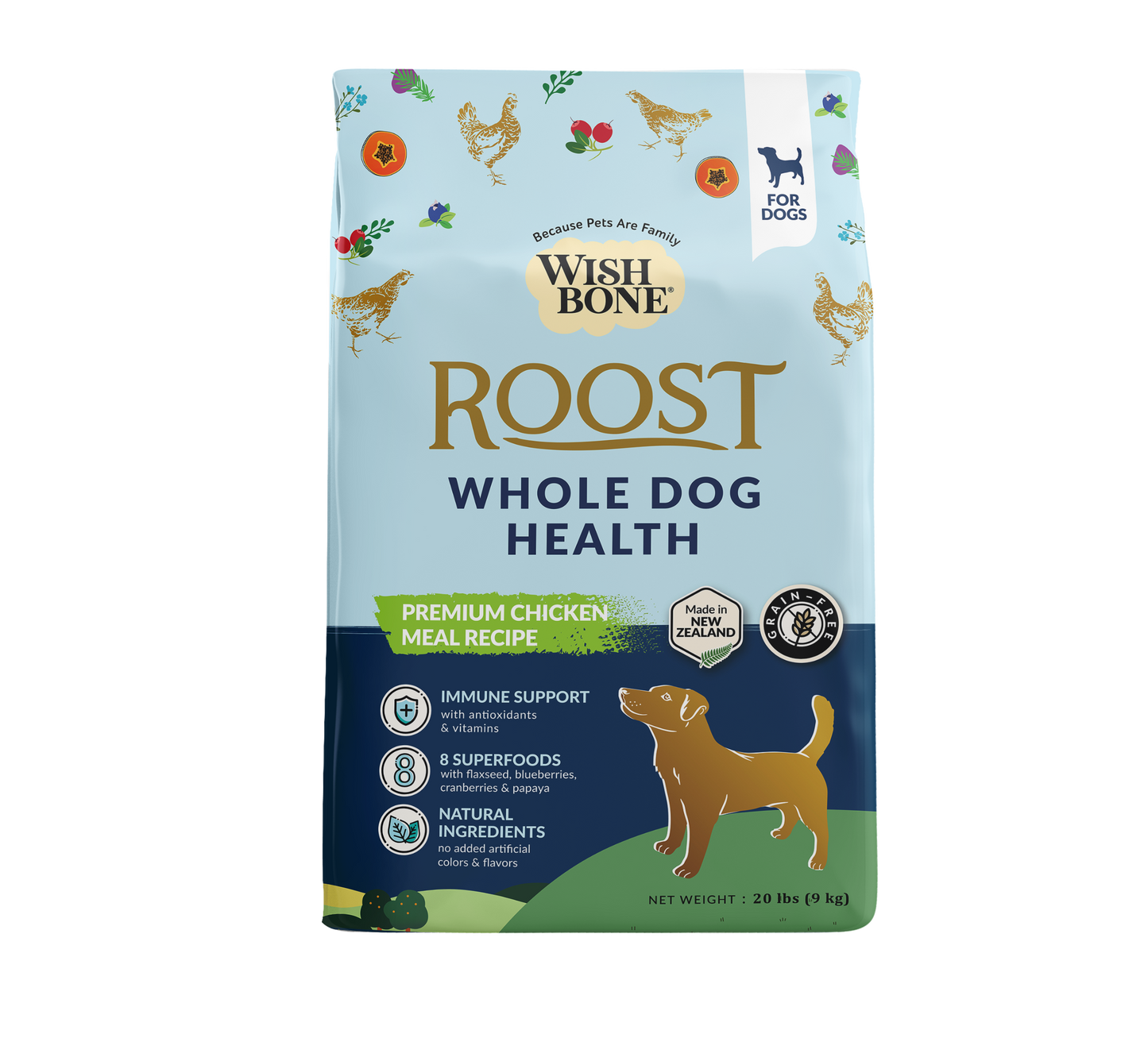 Wishbone Roost for Dogs - New Zealand Chicken 1.8kg, 9kg