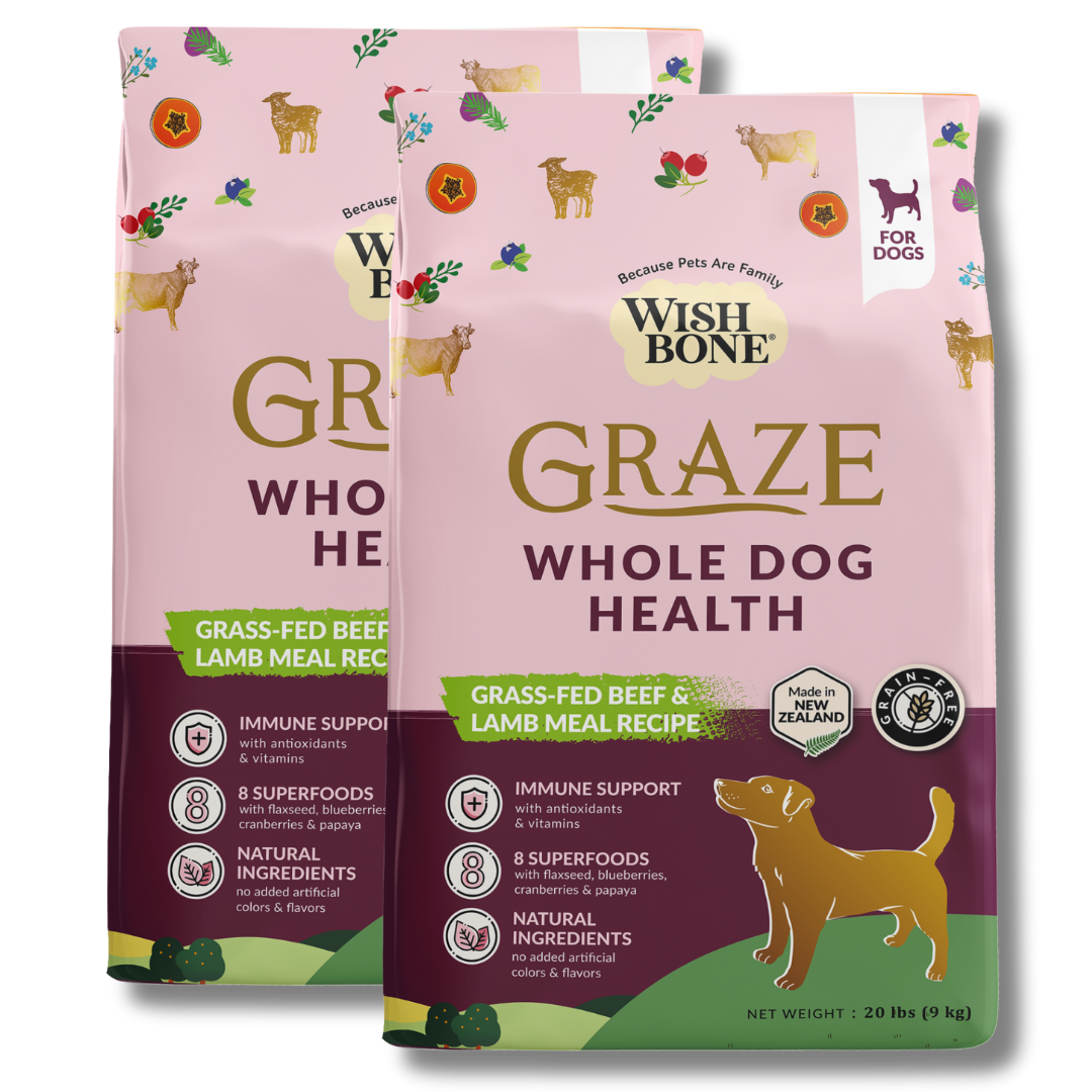 Wishbone Graze for Dogs - New Zealand Beef and Lamb - 1.8kg, 9kg