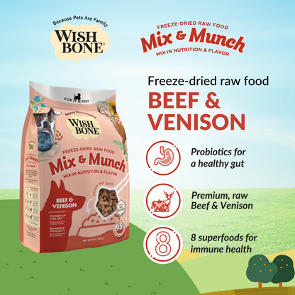 Wishbone Beef & Venison Freeze-Dried Raw Topper for Dogs 350g