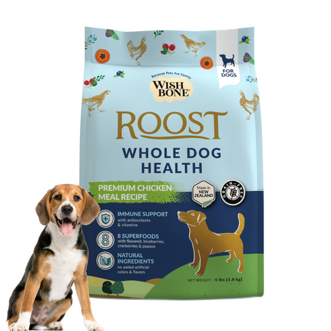 Wishbone Roost New Zealand Chicken, Gluten Free, Grain Free Dry Dog Food for Overall Pet Health