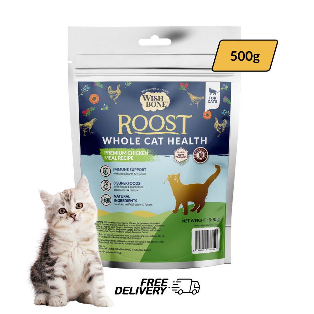 [Starter Kit] Wishbone Roost New Zealand Chicken, Gluten Free, Grain Free Dry Cat Food for Overall Pet Health 500g