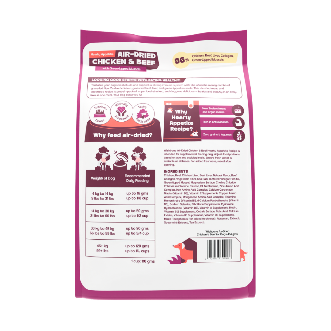 Wishbone Air-Dried Chicken & Beef Dog Food 454g