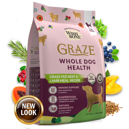 Wishbone Graze for Dogs - New Zealand Beef and Lamb - 1.8kg, 9kg