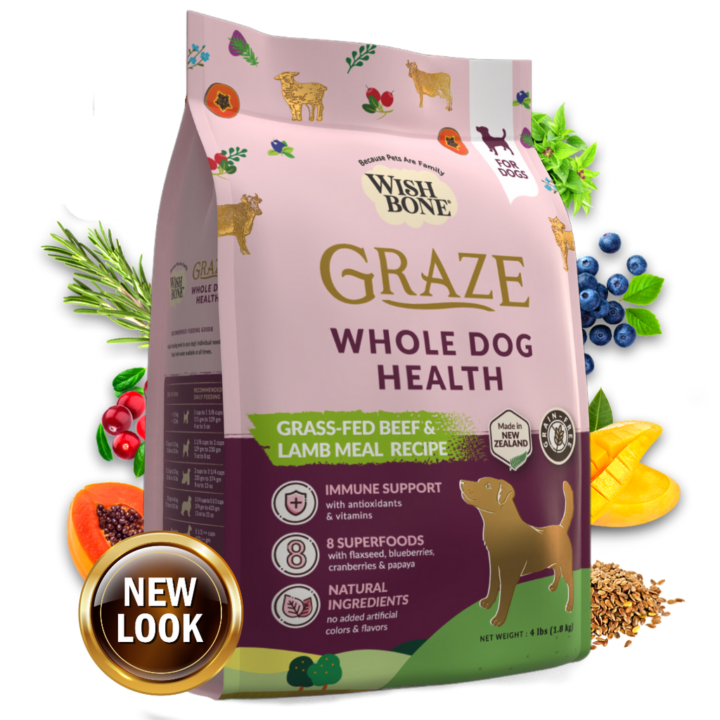 Wishbone Graze New Zealand Beef and Lamb Gluten Free Grain Free Dry Dog Food for Overall Pet Health