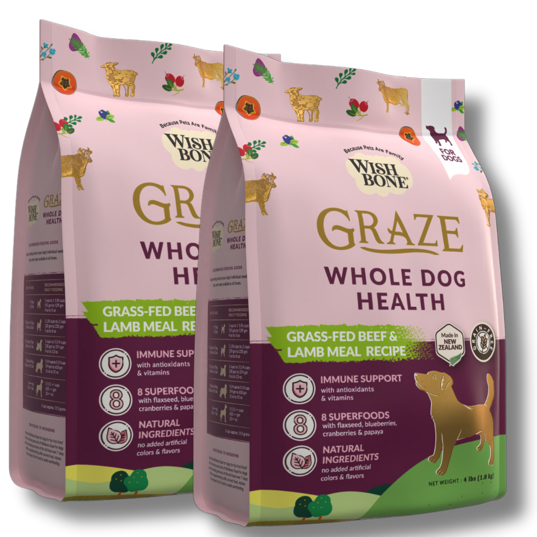 Wishbone Graze for Dogs - New Zealand Beef and Lamb - 1.8kg, 9kg