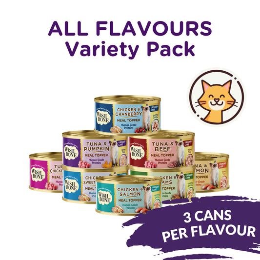 Wishbone Cat Health Topper Variety Pack 85g Cans – All Flavours Mixed Bundle | Wet Cat Food Meal Topper for Urinary Care