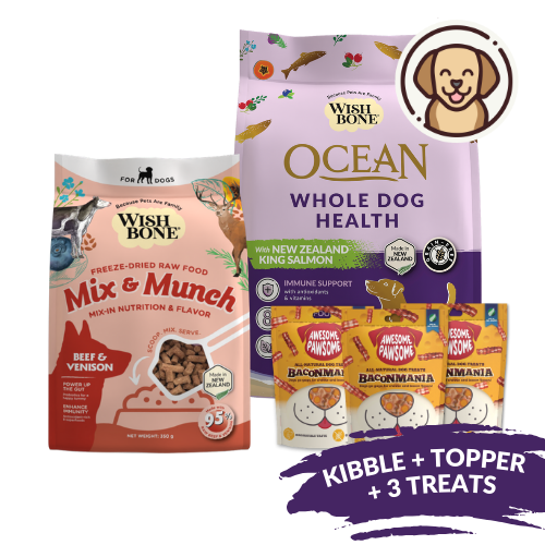 [Dog Ultimate Feed Bundle] Wishbone Dry Dog Food + Freeze-Dried Raw Topper + Treat