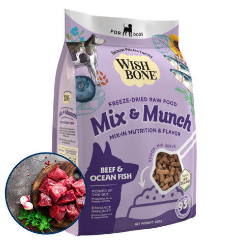 Wishbone Mix & Munch Dog Freeze-Dried Raw Topper For Picky Pets (All Flavours 350g x 4)