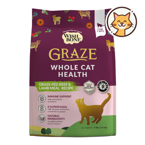 Wishbone Graze for Cats - New Zealand Beef and Lamb - 1.8kg, 4.5kg