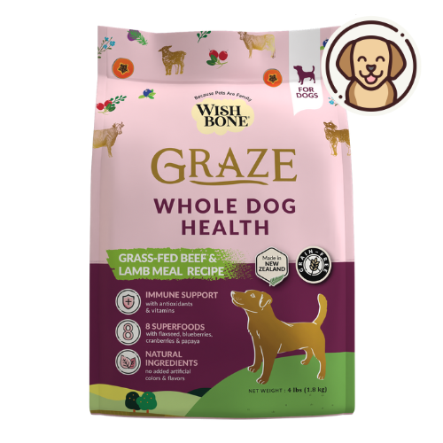 Wishbone Graze for Dogs - New Zealand Beef and Lamb - 1.8kg, 9kg