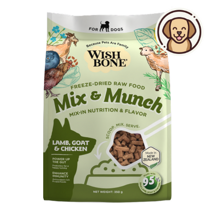 Wishbone Lamb, Goat & Chicken Freeze-Dried Raw Topper for Dogs - 350g