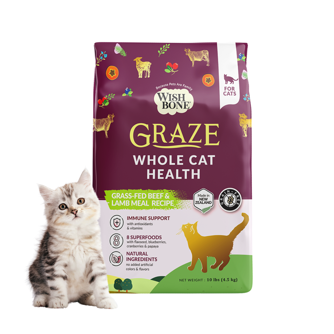 Wishbone Graze for Cats - New Zealand Beef and Lamb - 1.8kg, 4.5kg