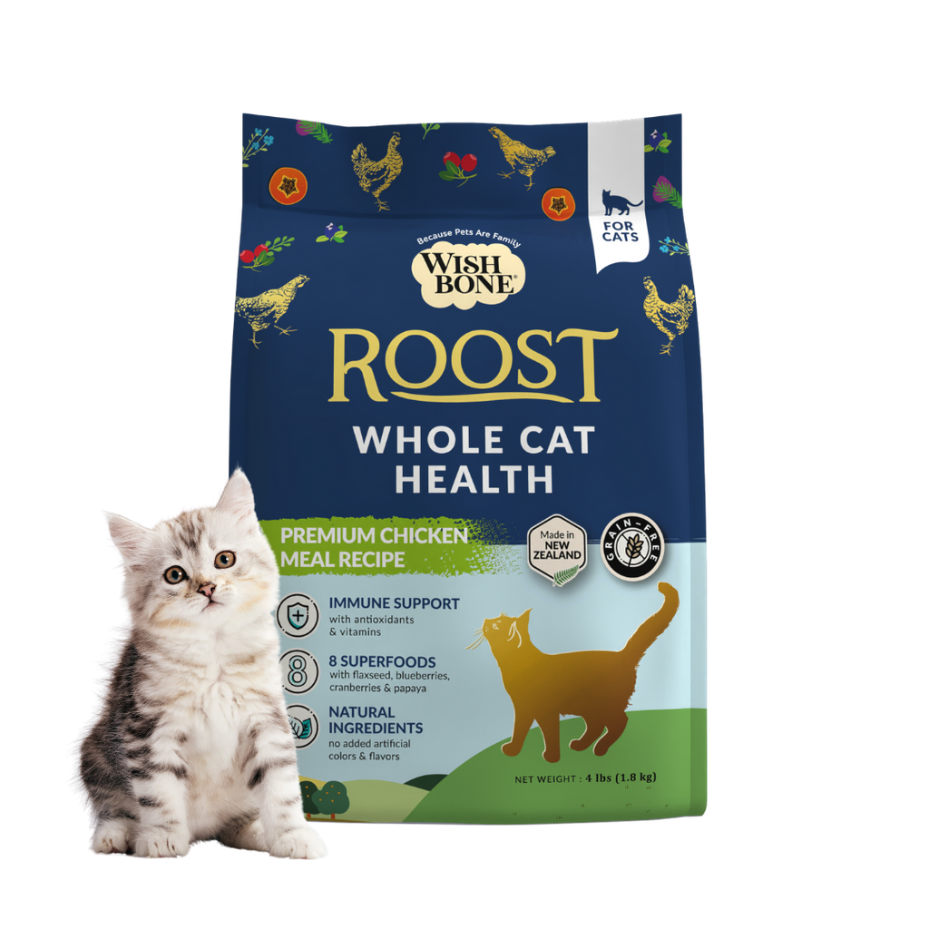 Wishbone Roost New Zealand Chicken, Gluten Free, Grain Free Dry Cat Food for Overall Pet Health