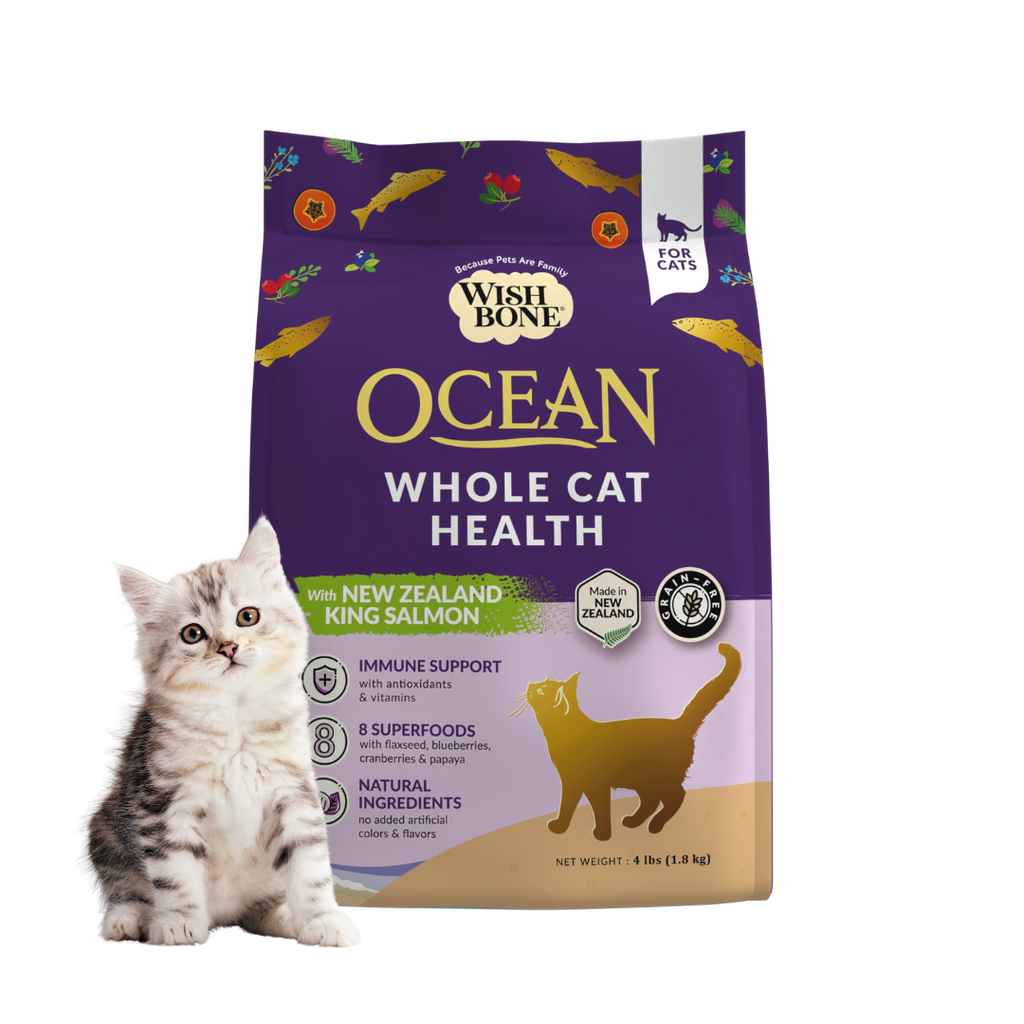 Wishbone Ocean New Zealand King Salmon, Gluten Free, Grain Free Dry Cat Food for Overall Pet Health