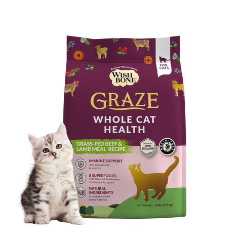 Wishbone Graze New Zealand Beef and Lamb, Gluten Free, Grain Free Dry Cat Food for Overall Pet Health