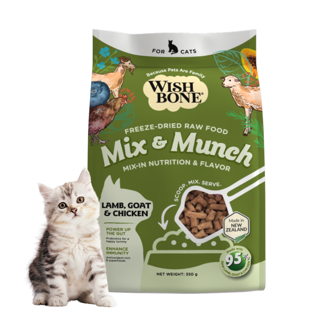 Wishbone Mix & Munch Freeze-Dried Raw Topper Lamb, Goat & Chicken for Cats 350g