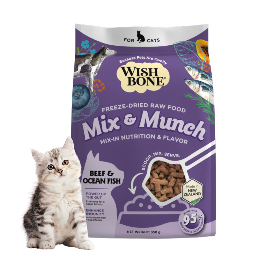 Wishbone Mix & Munch Freeze-Dried Raw Topper Beef & Ocean Fish for Cats 350g