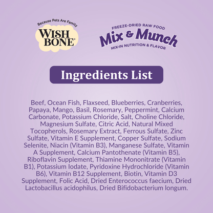 Wishbone Beef & Ocean Fish Freeze - Dried Raw Topper for Dogs 350g - Wishbone Pet Foods NZ