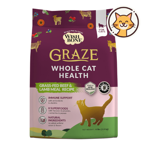 Wishbone Graze for Cats - New Zealand Beef and Lamb 1.8kg, 4.5kg - Wishbone Pet Foods NZ