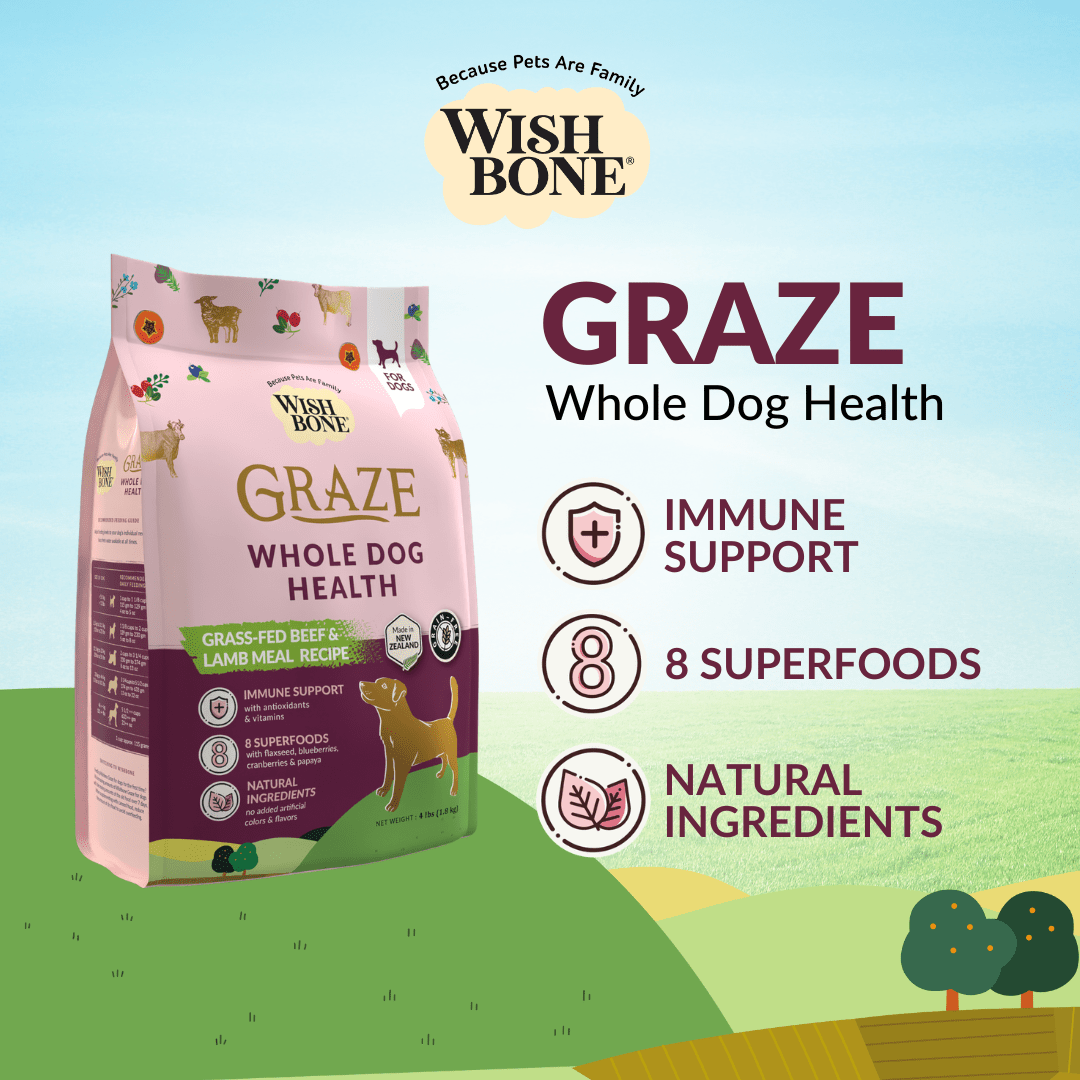 Wishbone Graze for Dogs - New Zealand Beef and Lamb 1.8kg, 9kg - Wishbone Pet Foods NZ